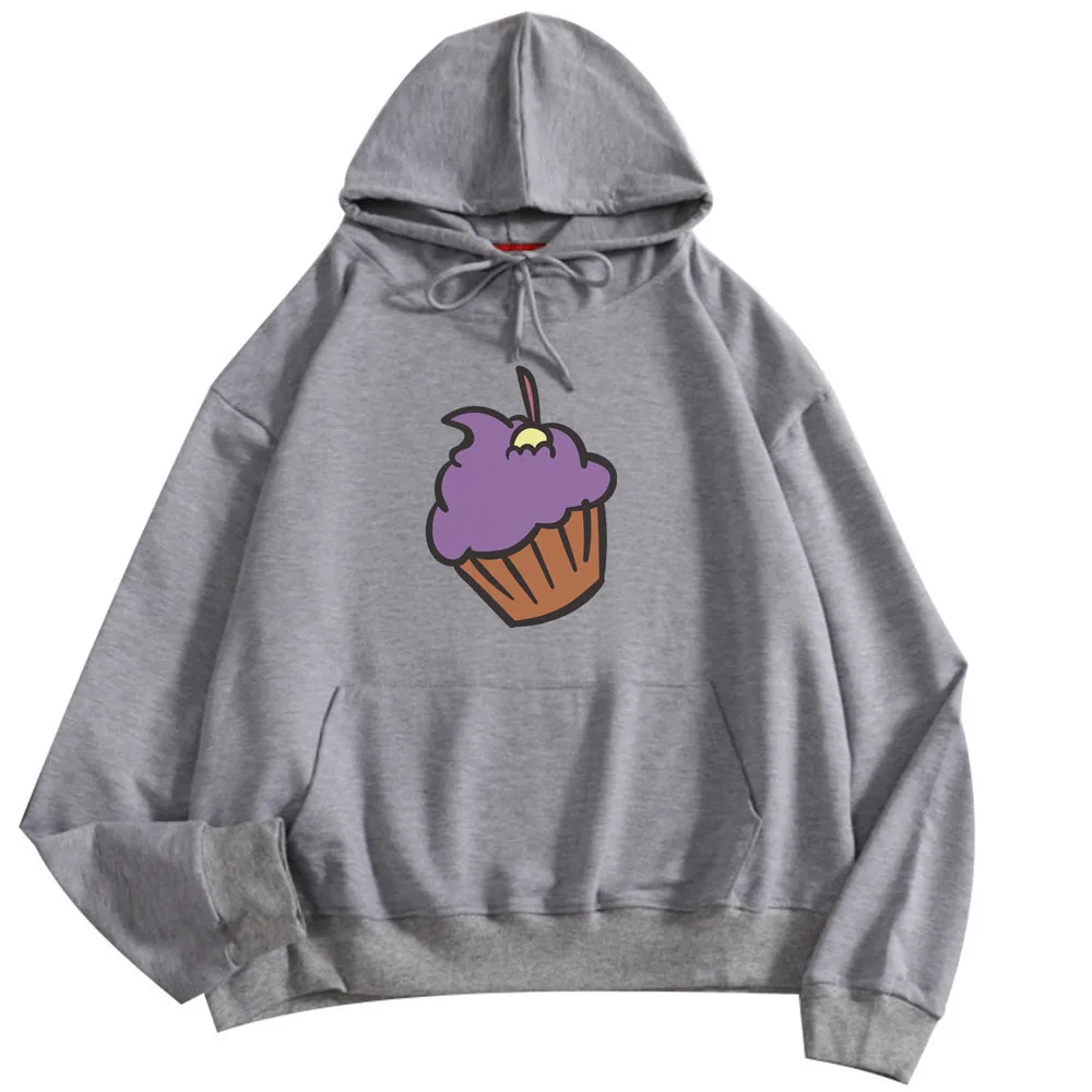 

Cartoon ice cream graphic print fashion pocket Korean version of loose simple wild ladies sweatshirt casual women's soft new