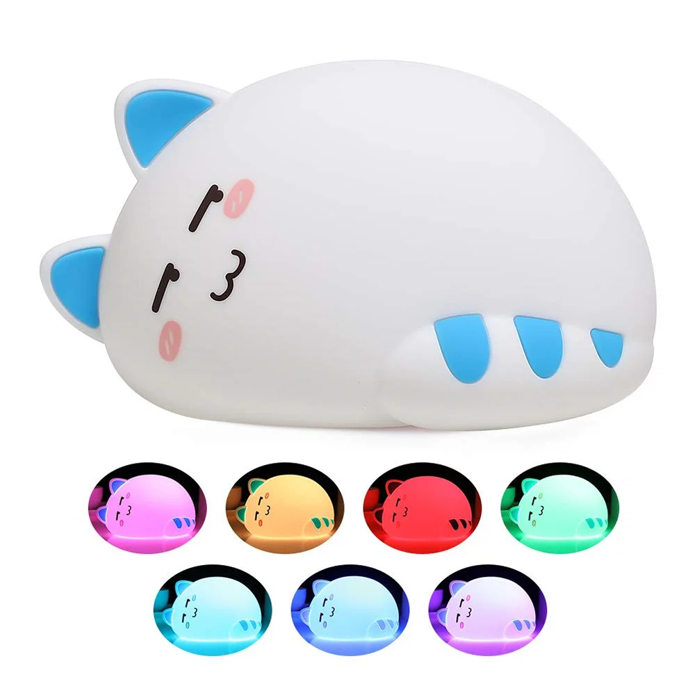 

New LED Night Light Cute Cat Animal Silicone lamp Soft Cartoon Nursery Lamp Bedroom Baby Night Lamp Children Birthday Gift Toy