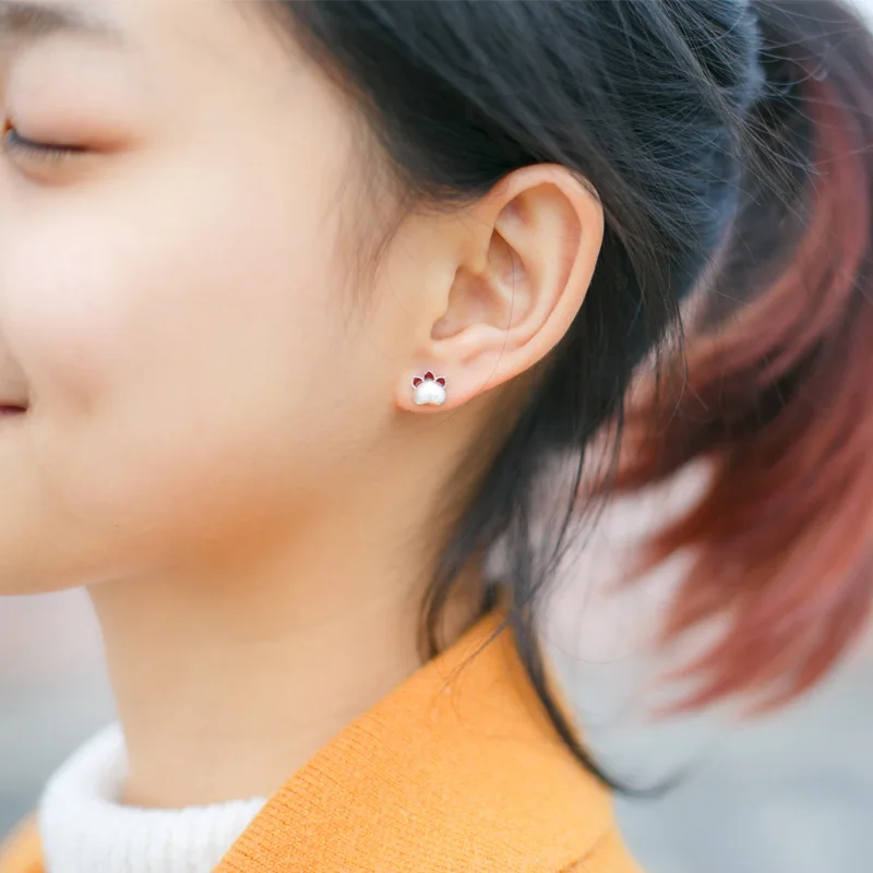 Серьги гвоздики в виде кошачьих лап 8 х8 мм|earrings gift|fashion stud earringsstud earrings |