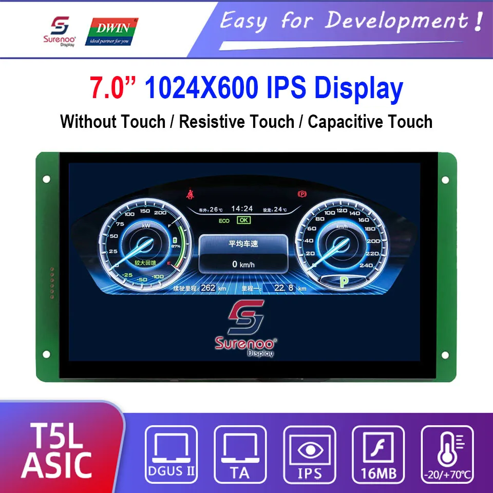

Dwin T5L HMI Intelligent Display, DMG10600C070_03W 7.0" IPS 1024X600 LCD Module Screen Resistive/Capacitive Touch Panel