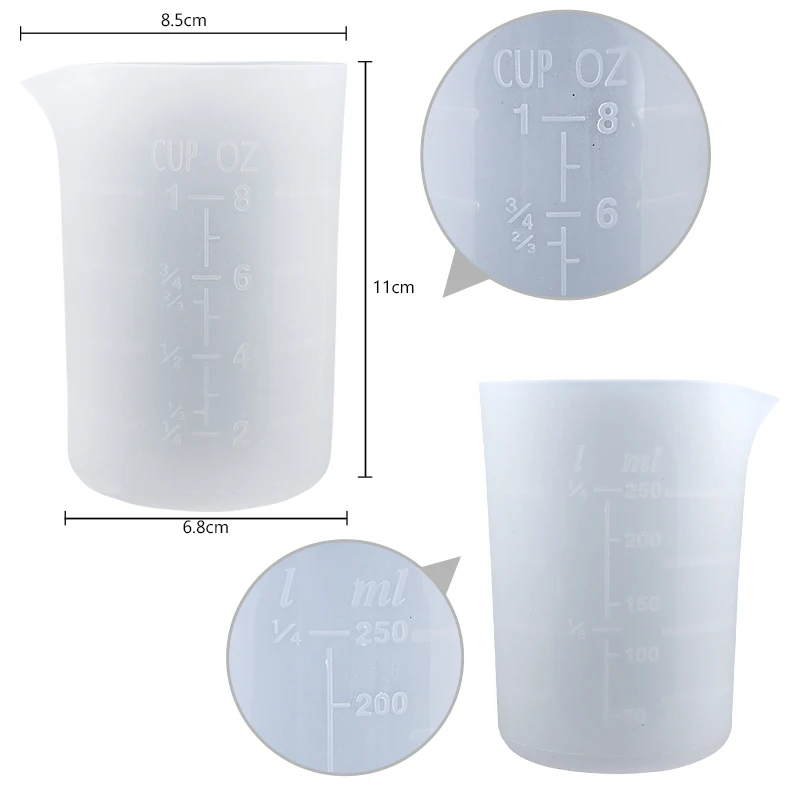 Set Di 6 Misurini In Silicone Per Resina Epossidica – Morbidi E Precisi Con Scala In Ml/oz – Ideali Per Cucina E Fai Da Te