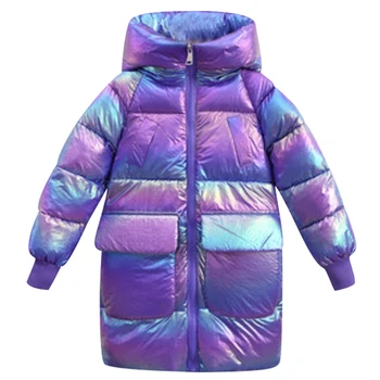 

Children's Winter Jacket For Girls Fashion Bright Iridescent Thicken Coat Kid Warm Jacket For Boy Clothes Parka Overalls Winter