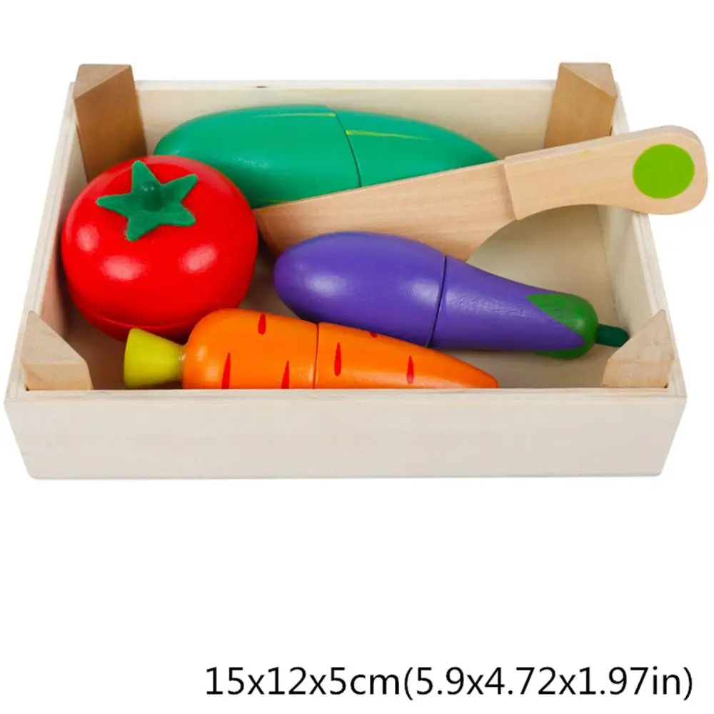 Wooden Classic Game Simulation Kitchen Series Toys Cutting Fruit Vegetable Set Toys Montessori Early Education Gifts - Цвет: 4