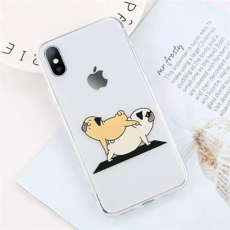 AC4338 Clear USLION мультяшный чехол для телефона для iPhone X Xs Max XR 11 Pro Max Забавный чехол с рисунком собаки для йоги для iPhone 8 7 6 6 s Plus Мягкий чехол из ТПУ - Цвет: AC4338 Clear