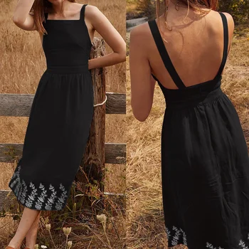 

Plus Size Sundress Celmia 2020 Summer Vintage Print Dress Women Sexy Straps High Waist Midi Casual Backless Beach Vestidos 5XL