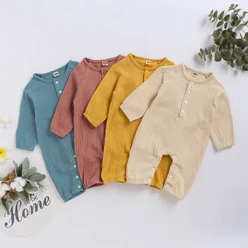 

Lovely Newborn Baby Clothes Newborn Romper Jumpsuit Fall Spring Casual Sunsuit Outfit Baby Boys Girls Solid Long Sleeve Playsuit