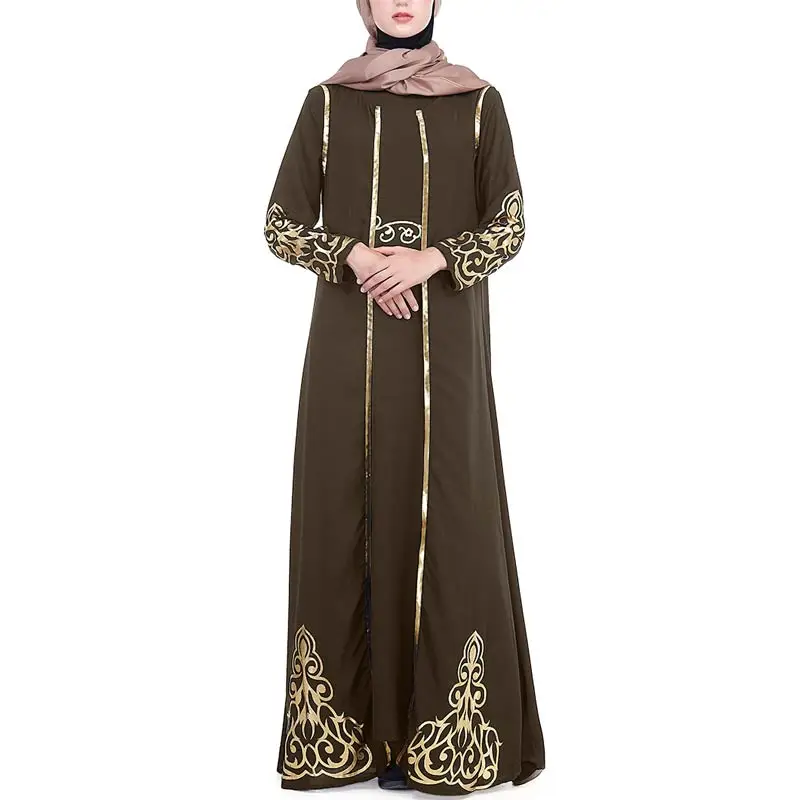 MISSJOY/комплект из двух предметов, одежда для женщин мусульманских стран, женские вечерние платья с принтом золотого, турецкого, Ближнего Востока, винтажная Женская одежда в исламском стиле - Цвет: Green