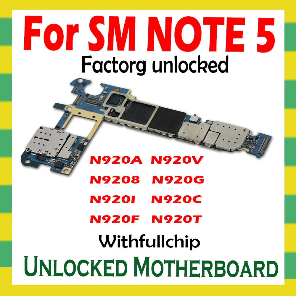 Для Samsung Galaxy Note 5 N9208 N920G N920I N920C N920F N920T N920A N920V разблокированная материнская плата с