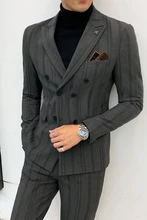 OIMG traje informal de tres piezas para hombre, traje a rayas de doble botonadura, Konishi fit, vestido de boda para jóvenes