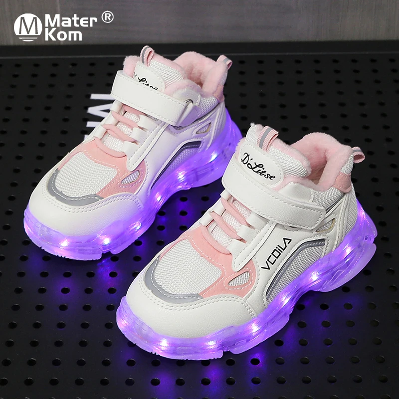Size 26 36 Meisjes Warm Slijtvaste Toevallige Lichtgevende Sneakers Jongens  Haak Loop Antislip Gloeiende Sneakers kinderen Led Licht  Schoenen|Sportschoenen| - AliExpress