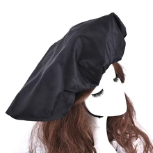 Супер большой размер, шапка для салона красоты, атласная банная шапка, шапка для сна, шапка для головы, шапка для вьющихся пружинящих волос черного цвета