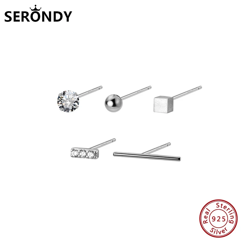 

SERONDY Crystal 925 Silver Earrings For Women Unusual Jewelry Stud Earrings Set Undefined Fashion 2020 New Hit Female ED10763