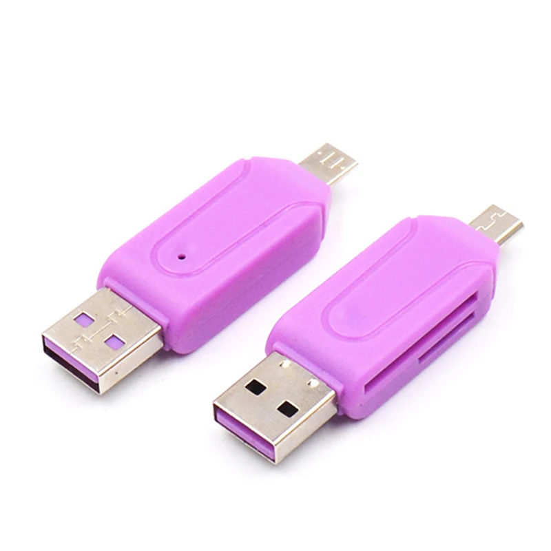 1pc Random Color 2 In 1 USB 2.0 OTG Memory Card Reader Adapter Micro USB TF SD Card Reader Universal For Phone Computer Laptop usb converter for phone