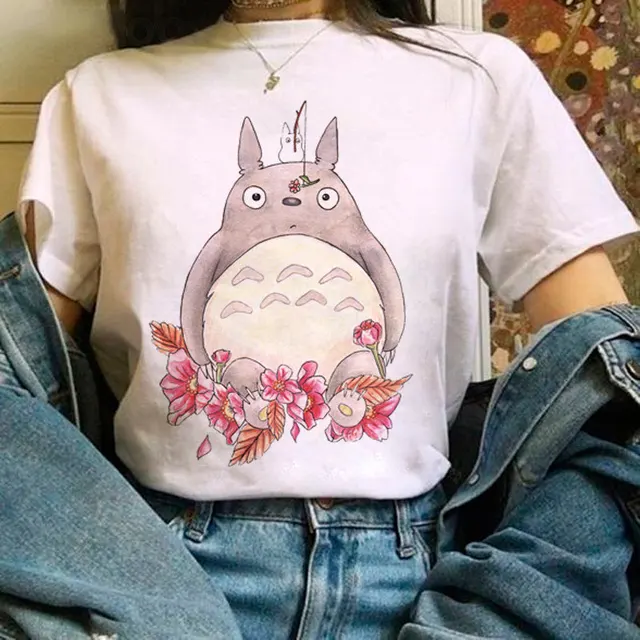 Totoro Studio Ghibli Harajuku Kawaii T Shirt Women Ullzang Miyazaki Hayao Tshirt Funny Cartoon T-shirt Cute Anime Top Tee Female 6628