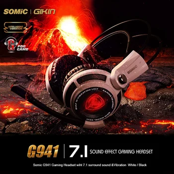 

SOMIC G941 Gaming Headset for PS4, PC and Laptop, 7.1 Virtual Surround Sound USB Lightweight over Ear Headphone with Mic,Volume