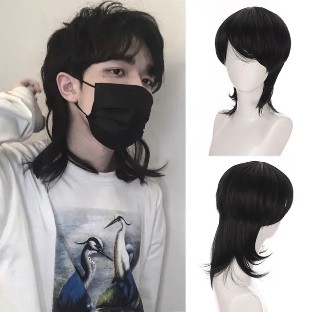 Short Pix Cut Straight Black White Yellow Half Cosplay Anime Costume Halloween Wigs Synthetic Hair With Bangs For Men Boy Women Synthetic None Lace Wigs Aliexpress