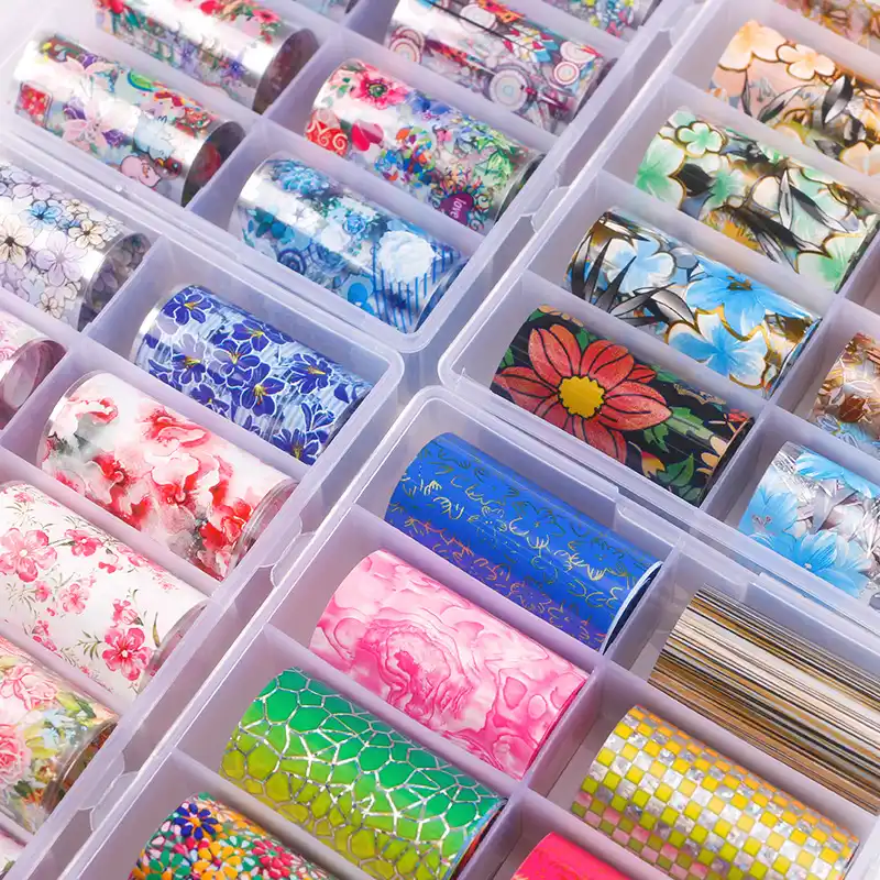 ネイルアート箔紙 花 10デザイン 100転写箔ネイルアートのセット10デザイン ボックス ネイルアート箔大胆な花 ステッカー スキン Aliexpress