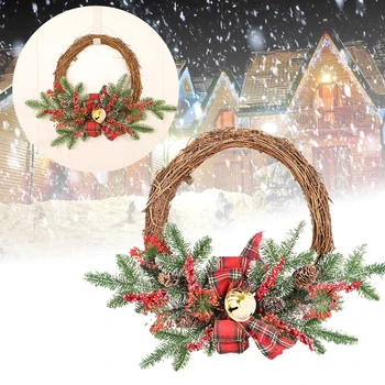 

Door Hanging Decoration Christmas Bowknot Bell Half Garland Wall Decor Simulation Real Flower Christmas New Year Ornaments SD