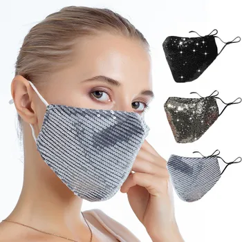 

1/2PCS New Outdoor Mouth Mask Washable Reuse Face Mask Sequins Mask Face Shield Mouth Cover Mouth Muffle Mondmaskers Masques