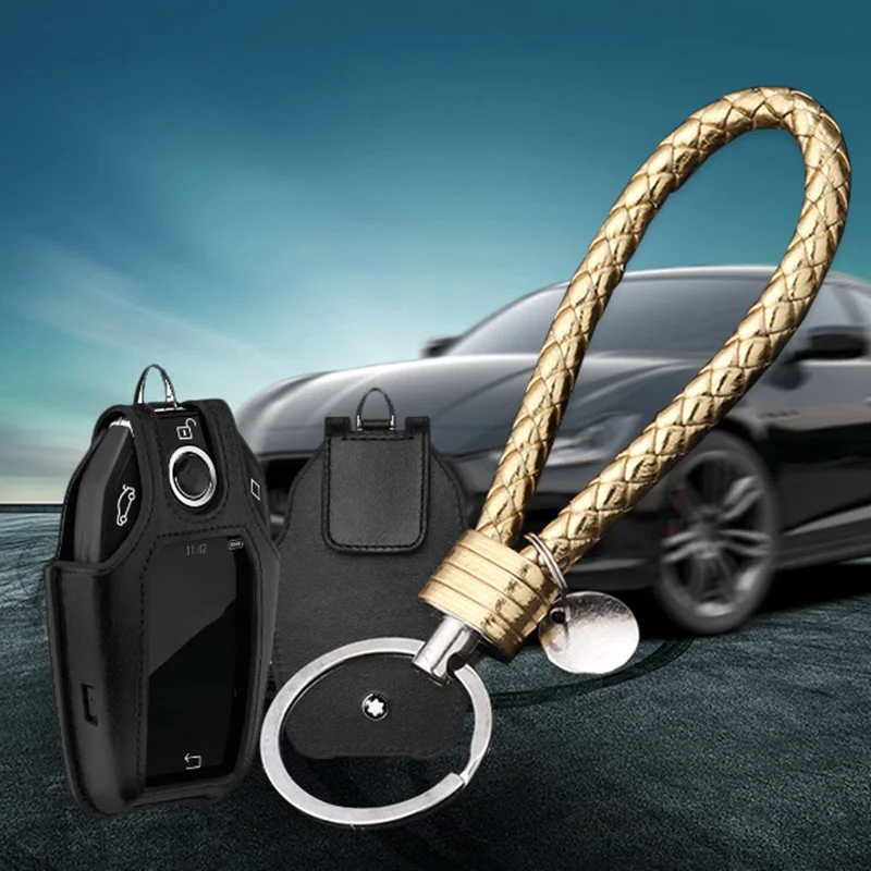 

Car Keychain Keyring Braided Leather Rope Style Handmade Leather Rope Strap Weave Key Chain Ring Decoration Accesspries