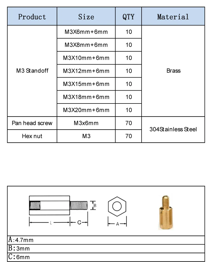M3 мужской женский шестигранный латунный противостоящий Болт Винт Гайка Резьбовая колонна печатная плата крепления материнская плата разделитель Ассортимент Комплект