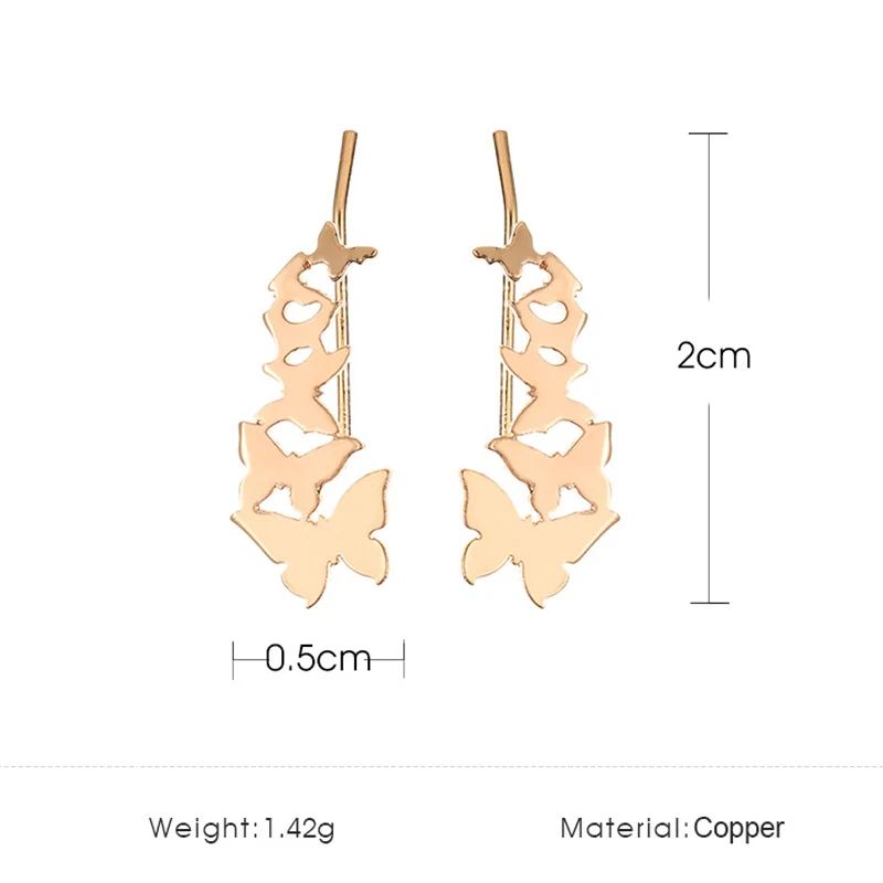Корейская Бабочка Ухо манжеты для Женская металлическая под золото клип на серьги клипсы серьги без пирсинга простые Mujer уха ювелирные изделия