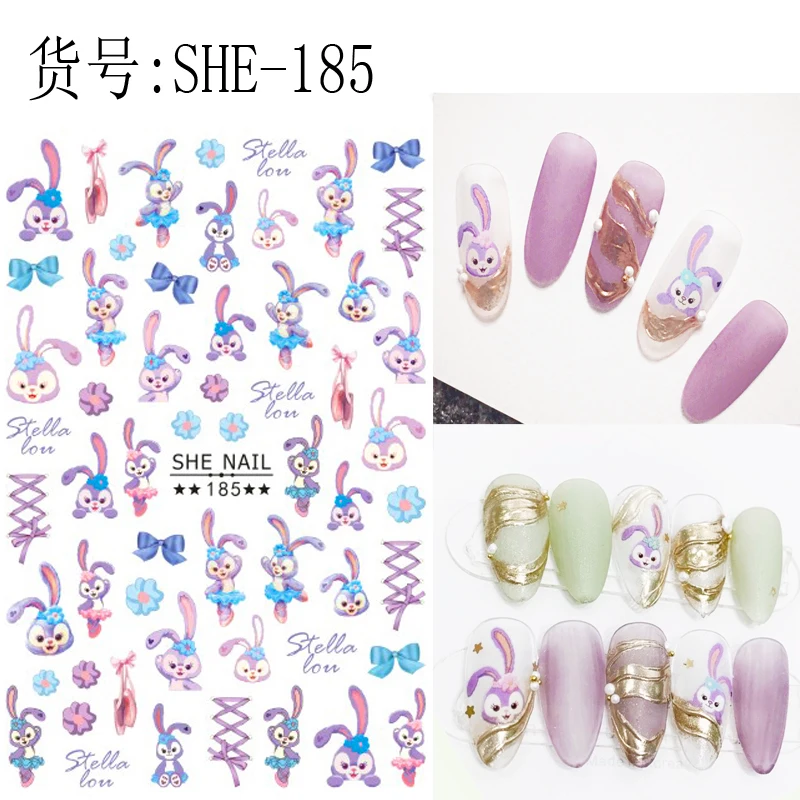 1PCS Disney Cartoon Anime Stitch Nail Sticker Mickey Mouse Donald Duck Nail Slider Dumbo Lion King Art Nail Decoration