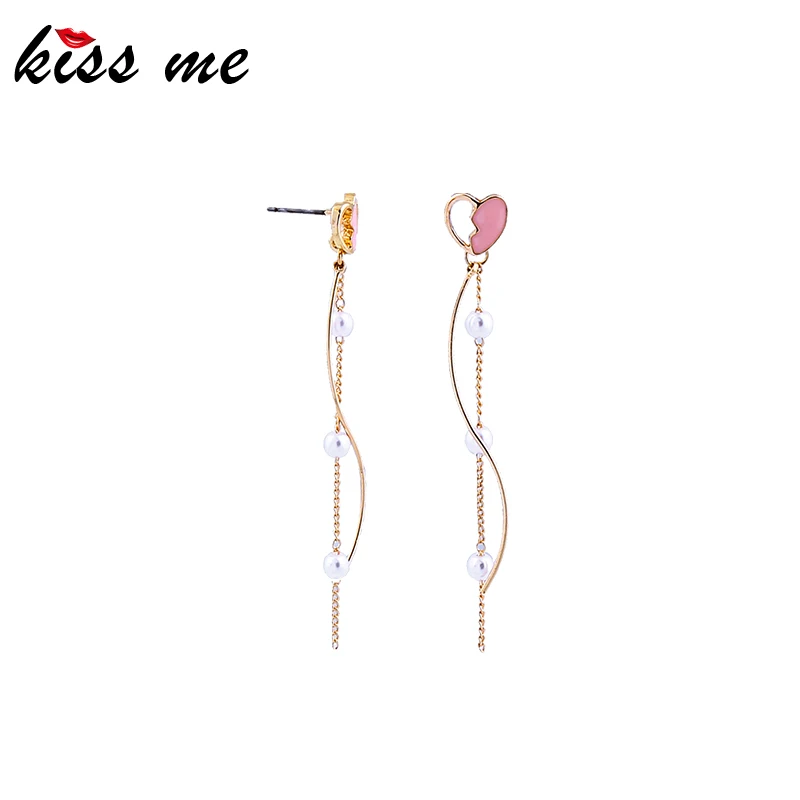 de98023 Kissme, много видов сережек, кристальная смола, культивированный жемчуг, акриловая эмаль, висячие серьги для женщин, новые модные ювелирные изделия - Окраска металла: de98023