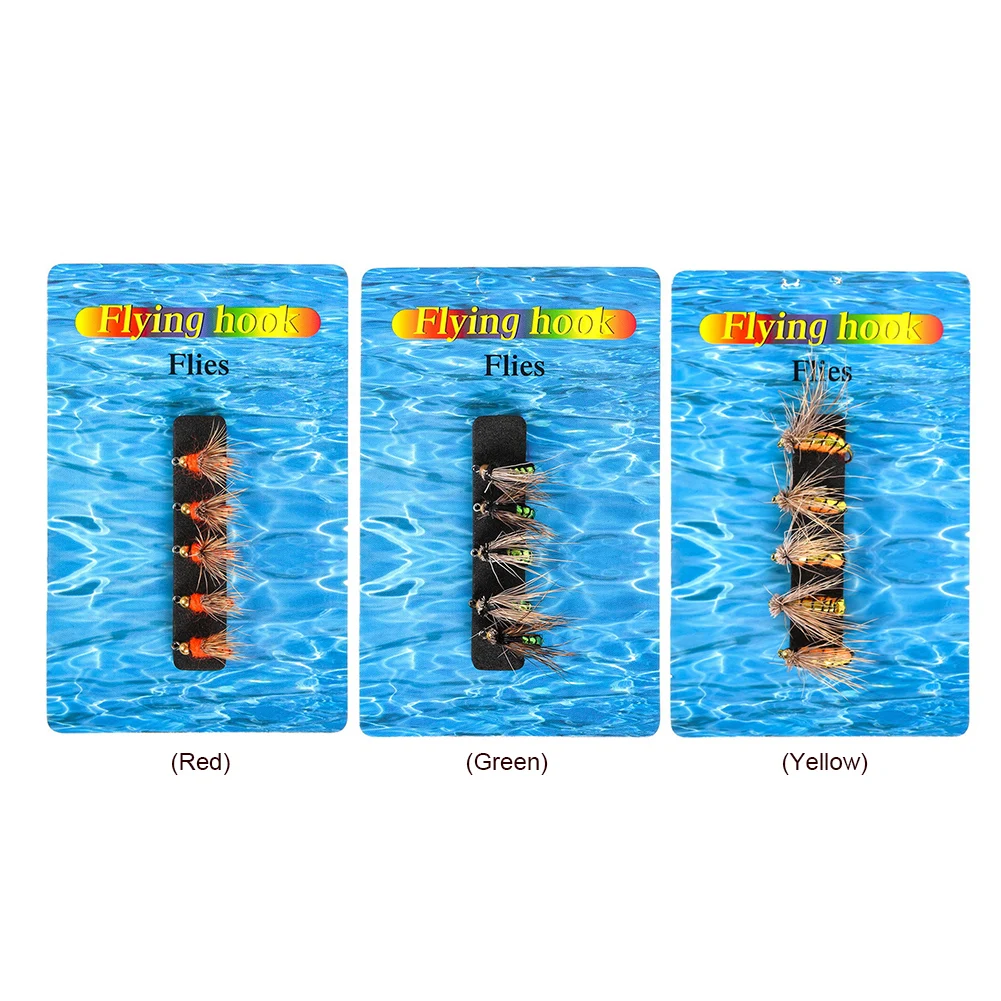 5pcs Flies Fly Fishing Lure Jig Hook False Bait with Crank Fishhook Insects Flies Fly Fishing Lures Bait High Hook Fish Tackle