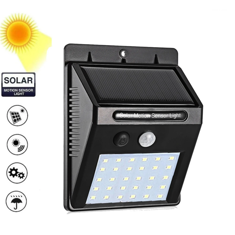 

1-4PCS Solar PIR Motion Sensor Outdoor Garden Street Led Solar Panel Powered Lamp 100/30leds Path light Security Wall lighting i