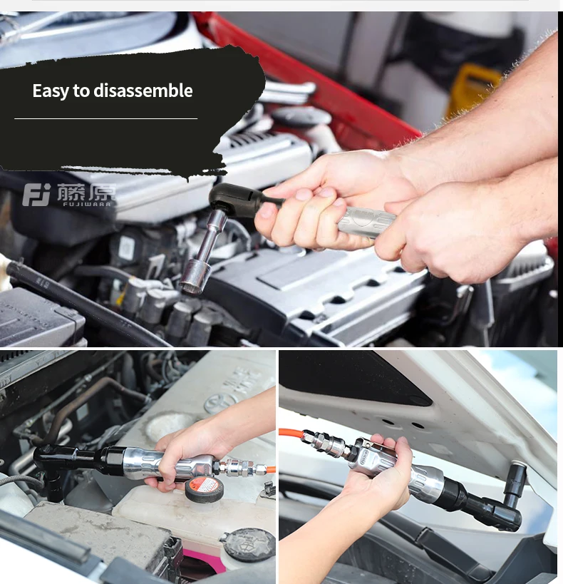 FUJIWARA 4pcs Pneumatic Tool Set, Air Shovel, 900N.M Torque Wrench, 68N.M Ratchet Wrench, Pneumatic Grinding Machine Air Hammer