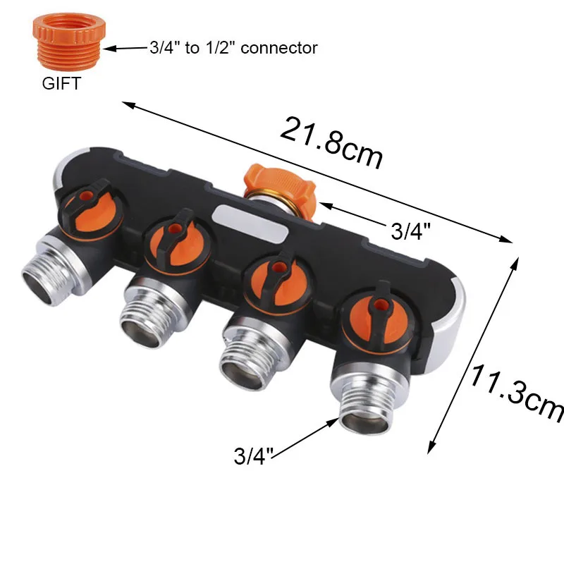 2/4-Way Garden Tap Splitter Female 1/2" 3/4" To 3/4" Y Irrigation Valve Hose Wat