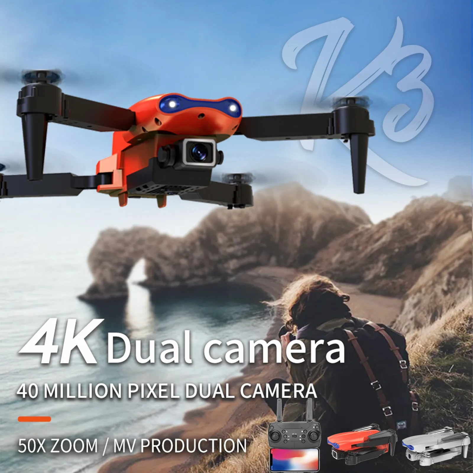 CB- Drone de Goods avec caméra 4K, Drone avec caméra extérieure/intérieure, Mini