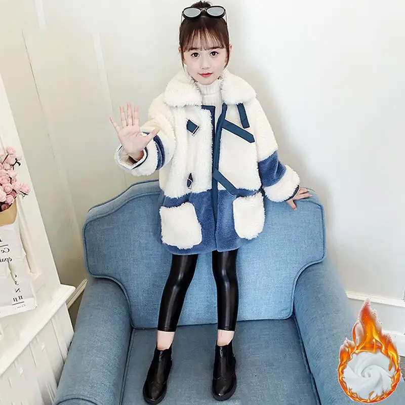 

2019 New Winter Children Girls Plus Velvet Thicken Warm Jacket Kids Girls Casual Plush Coats Teenage Fashion Outwear Clothes K30