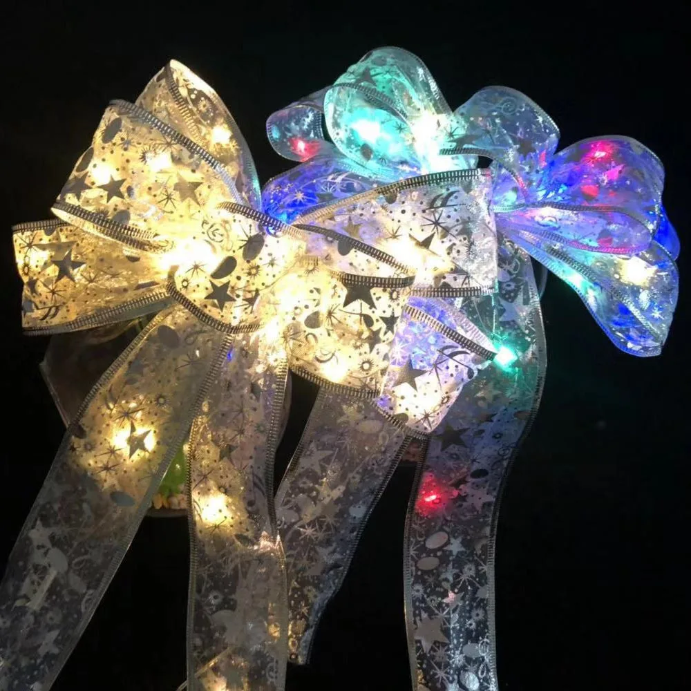 

RGB Led light Bowknot Party Decor Xmas Hanging Ornament Christmas Decoration LED DIY Colorful Bow Decorative Christmas Tree