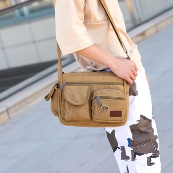 

Casual Solid Canvas Handbag Versatile Travel Messenger Bag Handsome Summer New Army Green Color Bag Over Shoulder Hot Sale