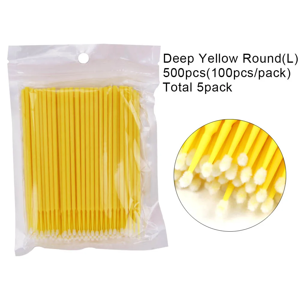 100/500/1000pcs/lot Disposable Eyelash Brushes Swab Microbrushes Eyelashes Extension Individual Removing Applicators Makeup Tool - Цвет: 500pcs yellow