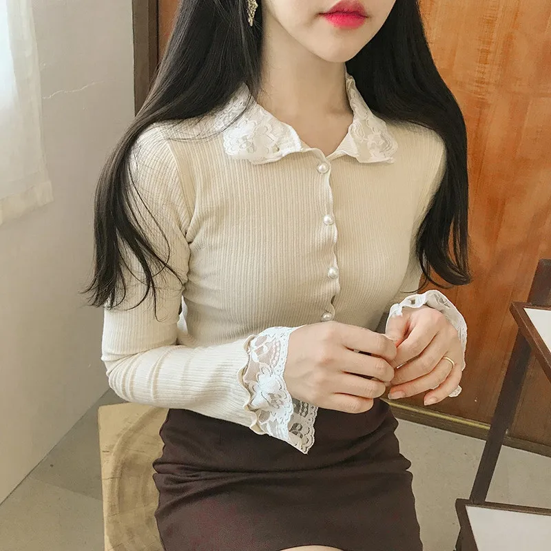 beige sweater women RealShe, женский кардиган с круглым вырезом,, длинный рукав, однотонный, Вязанный свитер, для девушек, весна, Повседневный, элегантный, узкий вязаный свитер для женщин - Цвет: beige sweater women