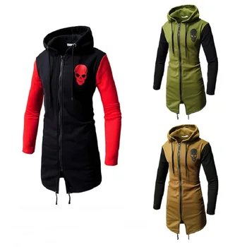 

New simple mid long men's casual cardigan Hoodie in Camouflage color matching long men's casual