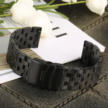 

20mm /24MM Watch Band Premium Stainless Steel Tank Link Watch Strap Folding Clasp with Safety Silver/black/gold Wrist Watch Band