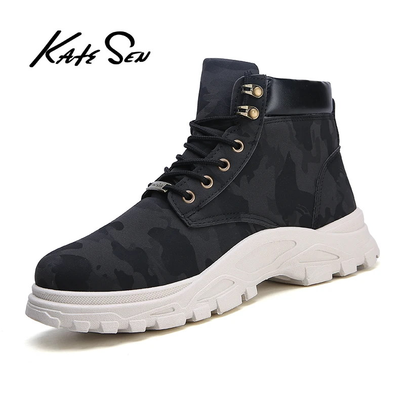 KATESN Men Shoes Warm Men Boots Camouflage Military Boots Male Shoes Adult Snow Boots Mens Winter Footwear Men western Boots