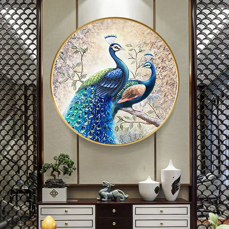 Diamond picture 2020 new drill sitting room full circle peacock small hand cross-stitch 2019 crystal points | Дом и сад