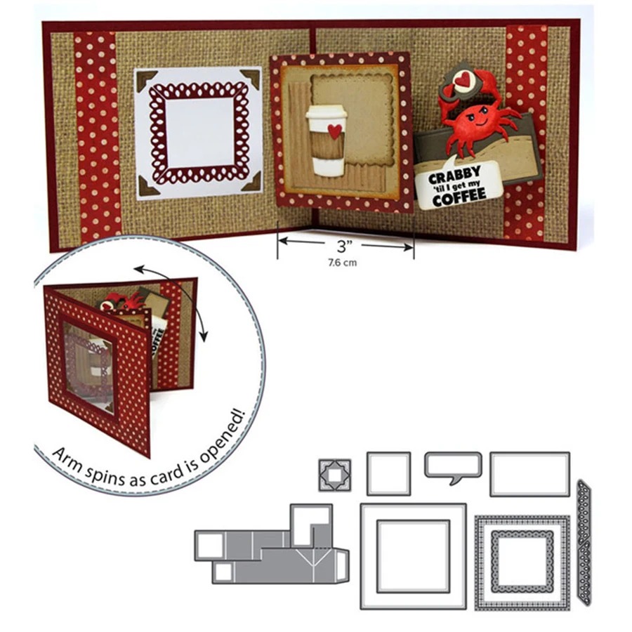 

Square Creative Pop Up Handmade Put Photos Fancy Frame Metal Cutting Dies For DIY Scrapbooking Album Paper Card New Die For 2020