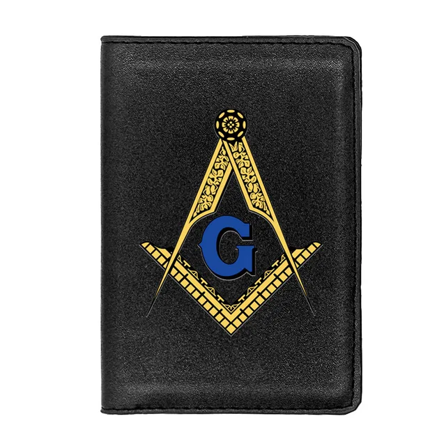 New Arrivals Classic Masonic Logo Passport Cover Holder ID Credit Card Case Travel Leather Freemasonry Passport Wallet Black