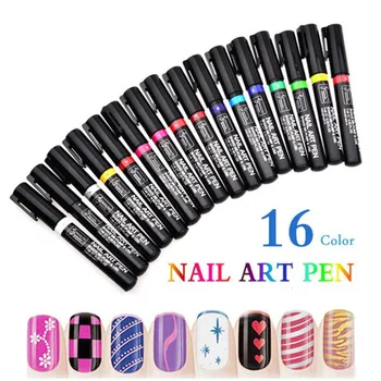 

16Pcs Nail Art Pen Set Gel Nail Varnish Pen Nail Gel Polish Hybrid Dawdler UV Nail Art Gel Lacquer Gel Paint 3D Nail Polish Pen