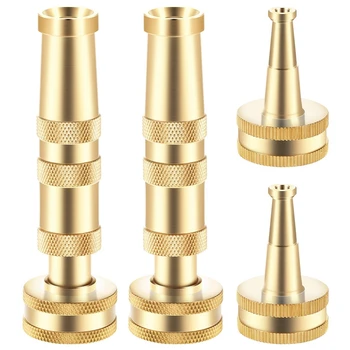 

4 Pieces Solid Brass Adjustable Nozzle Twist Hose Spray Nozzle Jet Sweeper Nozzle
