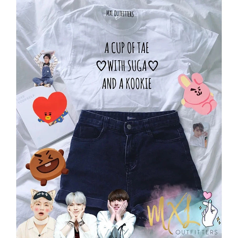 Kpopのカップでは菅とkookie Tシャツファッションユニセックス韓国tシャツ半袖フォローかわいいホット販売トップスファンプレゼント Fashion Tumblr Tumblr Fashiontee Short Aliexpress