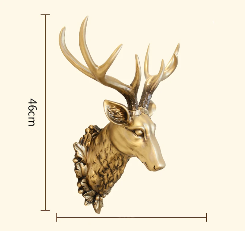 Home Decoration Accessories 3D Deer Head Statue 46x43cm Wall Decor Modern Abstract Sculpture Vintage Living Room Resin Statues (2)