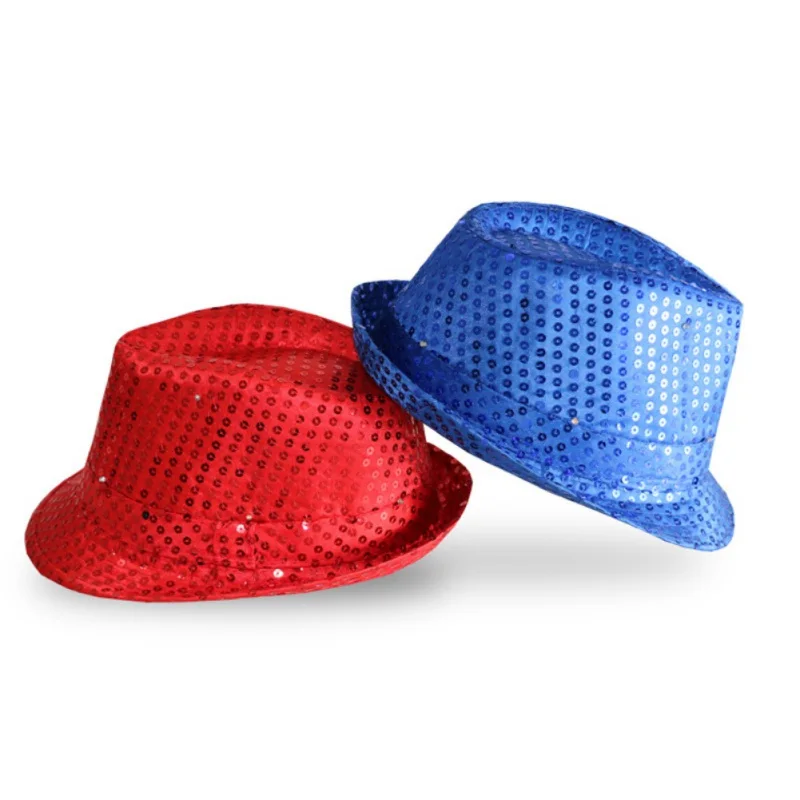 Flashing Light Up Led Brilliant Glitter Sequin Colorful Sequin Fancy Dress Jazz Dance Party Club Party Hat Men Women