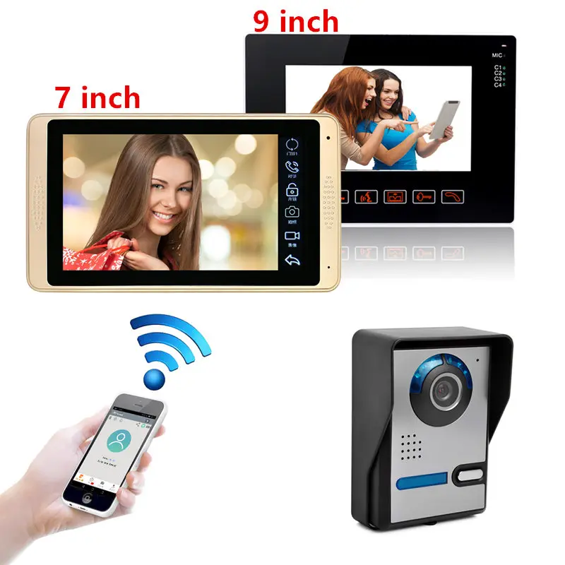 DIY 7inch Wired Wifi IP Video Door Phone Doorbell Intercom Entry System with HD 1000TVL Wired Camera Night Vision